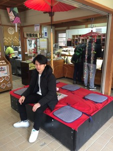 写真　中の御茶屋さんで一服。今年度、新宿せいが保育園の夕涼み会で展開された〝野点〟が設置されていました。